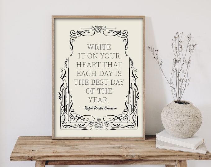 "Gratitude" -Ralph Waldo Emerson Quote - Inspirational Quote Folk Art print - Calligraphy Wall Art - Uplifting Saying