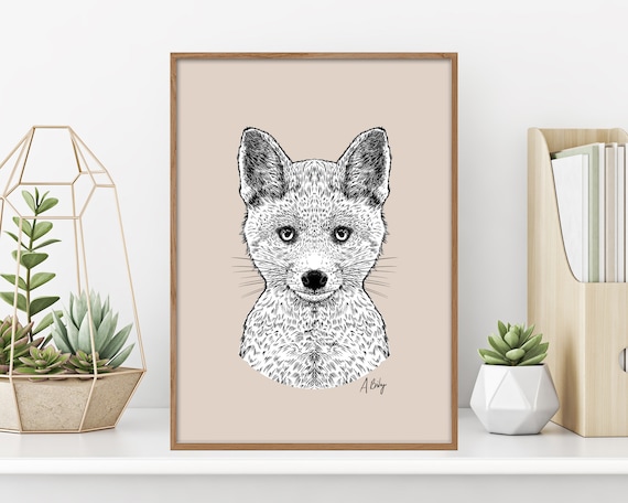 Baby Fox Art Print | Fox wall art | Customizable Prints | Nursery Prints | Wildlife Prints | Nature Prints | Large Wall Art | Custom