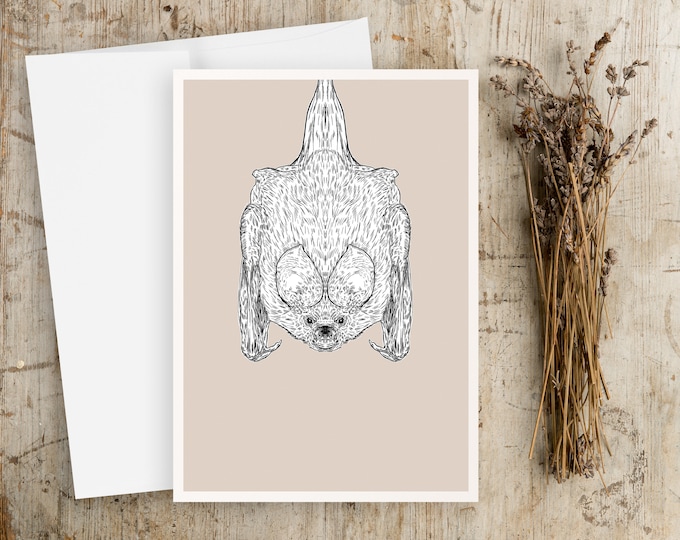 Bat Art Greeting Card: Pen & Ink Drawing