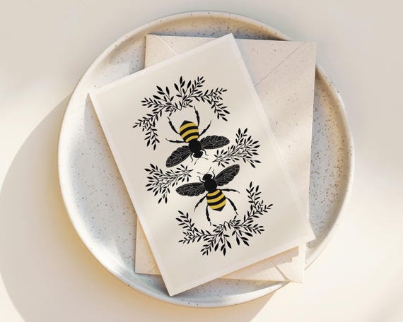 "Honey Bees" - Whimsical Bees Note Cards