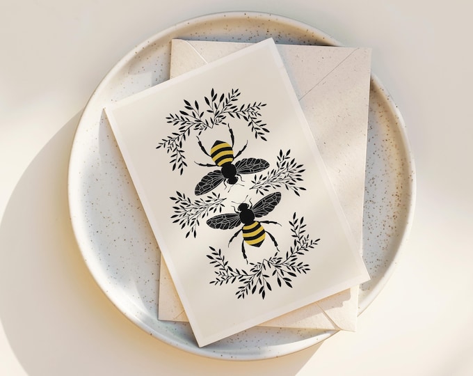 "Honey Bees" - Whimsical Bees Note Cards