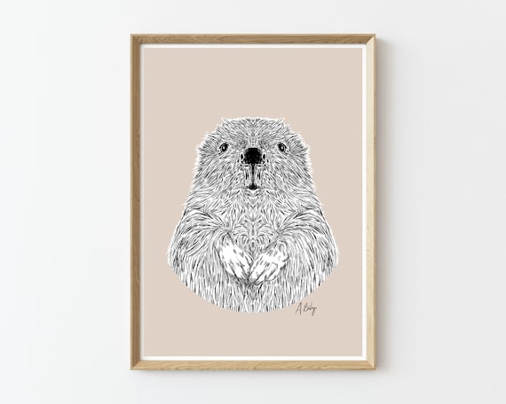 Baby Beaver Art Print | Baby Animals Wall Art | Customizable Prints | Nursery Prints | Wildlife Prints | Nature Prints | Large Wall Art