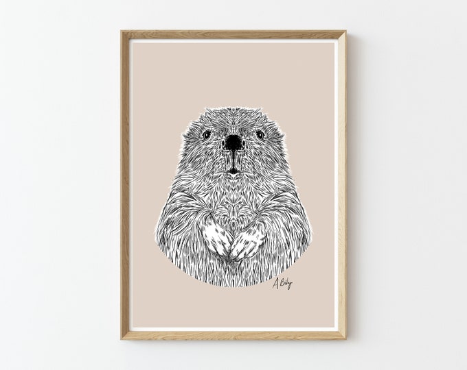 Baby Beaver Art Print | Baby Animals Wall Art | Customizable Prints | Nursery Prints | Wildlife Prints | Nature Prints | Large Wall Art