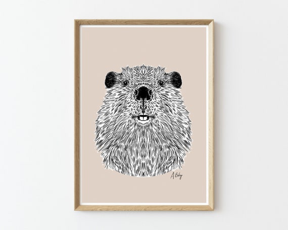 Beaver Art Print | Beaver Wall Art | Customizable Prints | Nursery Prints | Wildlife Prints | Nature Prints | Large Wall Art | Custom