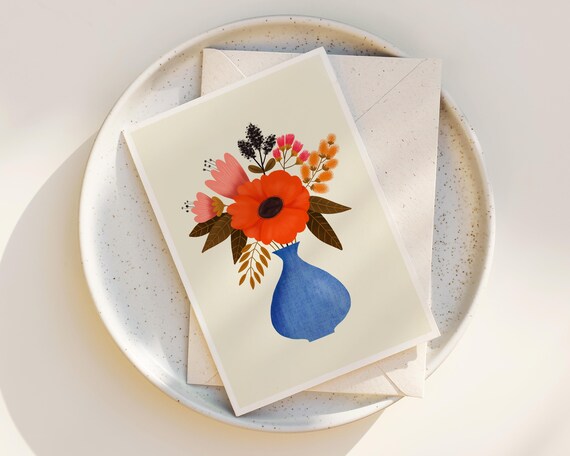 Whimsical Flowers Greeting Cards - Floral Note Cards - Set of Greeting Cards - Notecards - botanical greeting cards - blank cards set - Cute