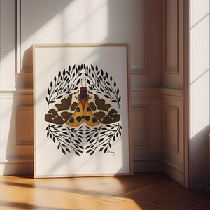 Moth Wall Art - Moth Art Print - Botanical wall art - Large wall art - Nature art - abstract - Scandinavian Decor - cottage core - dopamine