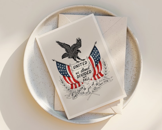 patriotic greeting card - American flag - united we stand - set of notecards - patriot - Freedom - United we stand - 1776 - any occasion