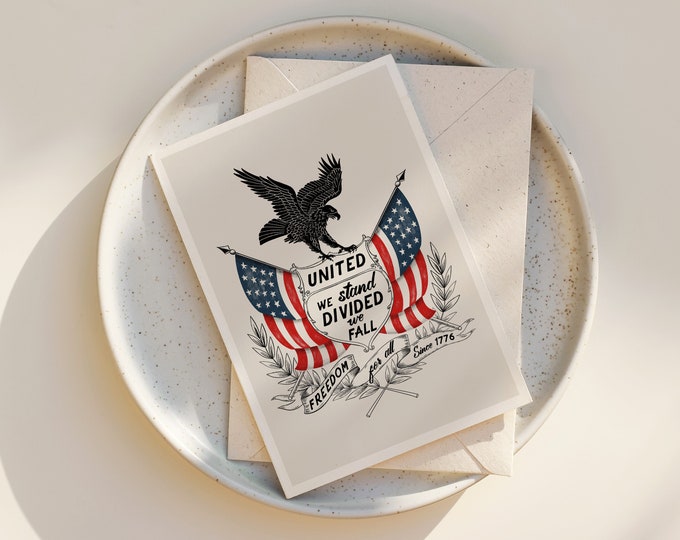 American Flag Greeting Card Set: Patriotic Watercolor Notecards