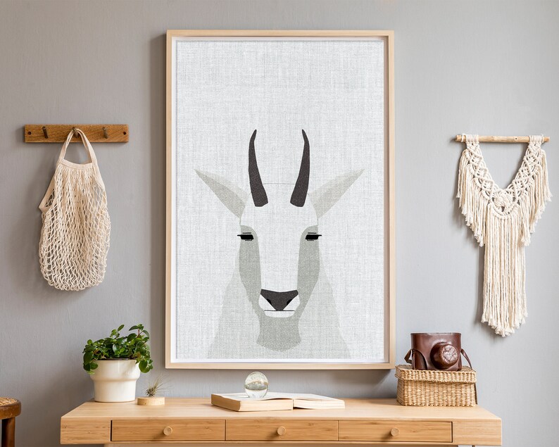 Modern Mountain Goat Art Print Etsy