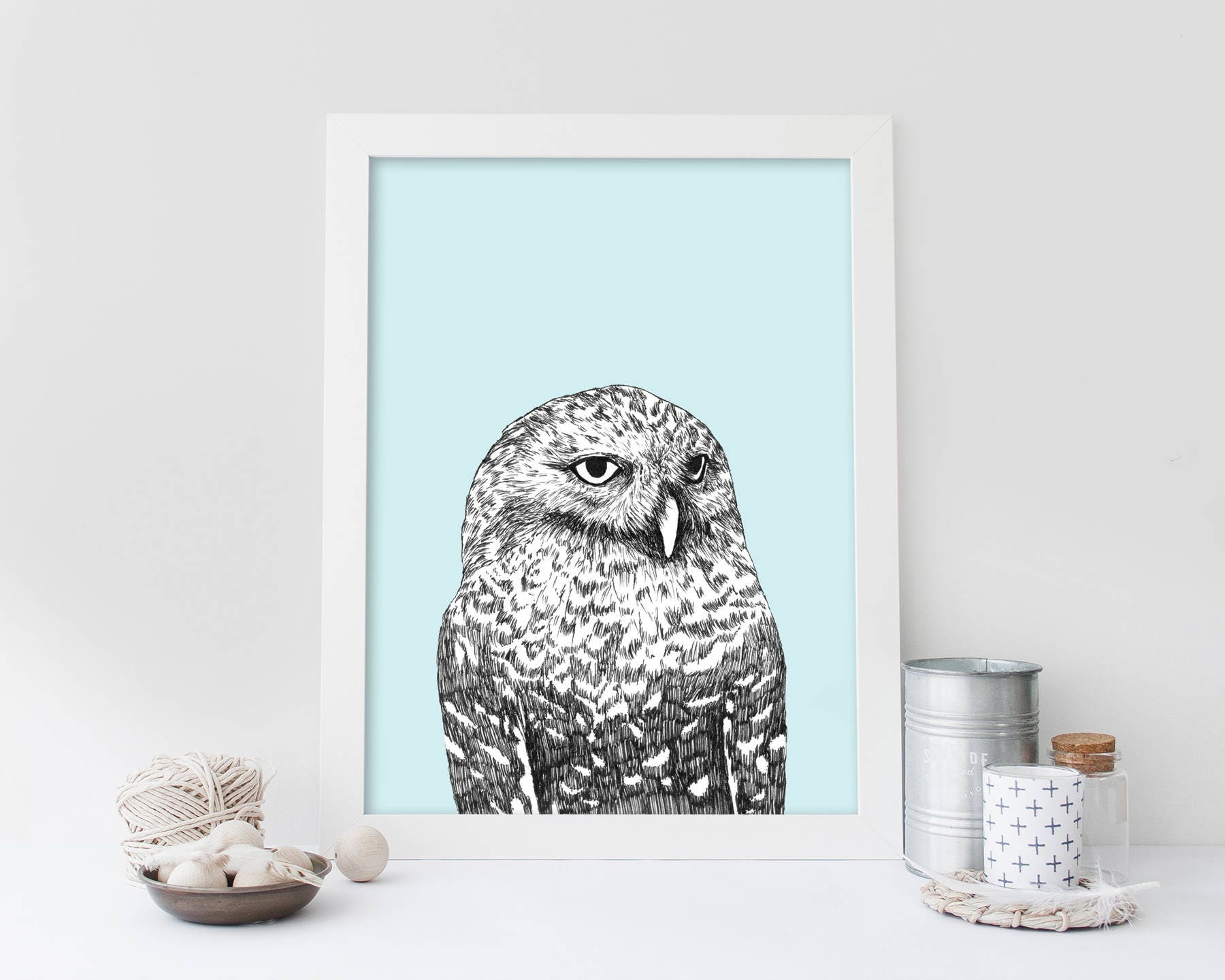 Snowy Owl Wall Art Print Etsy