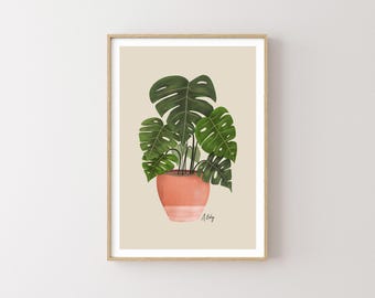 Impresión artística de planta en maceta