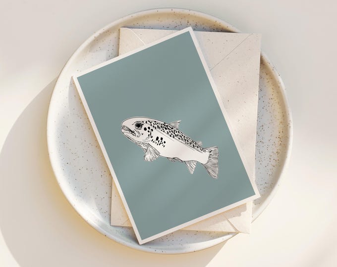 "Trout Hatchling" -  Greeting Card Set: Delicate Fish Ink Drawing, Blank Note Cards