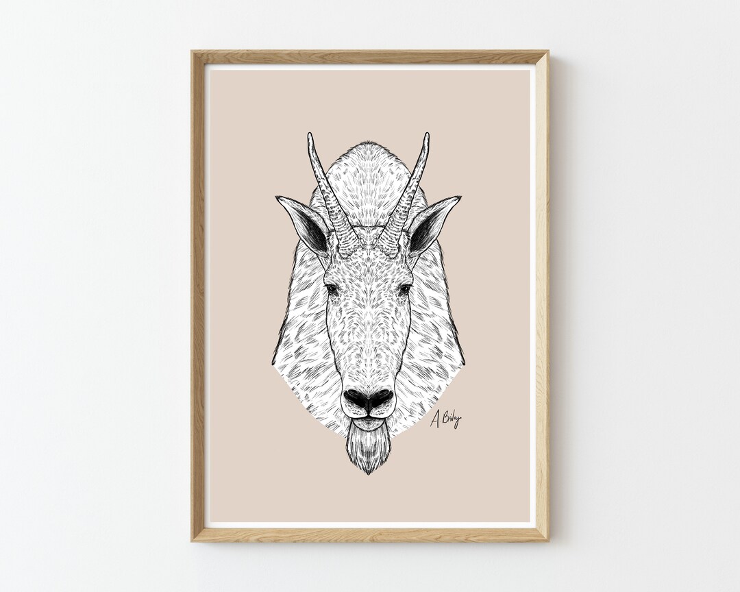 Modern Mountain Goat Wall Art Mountain Goat Art Print Large Wall Art
