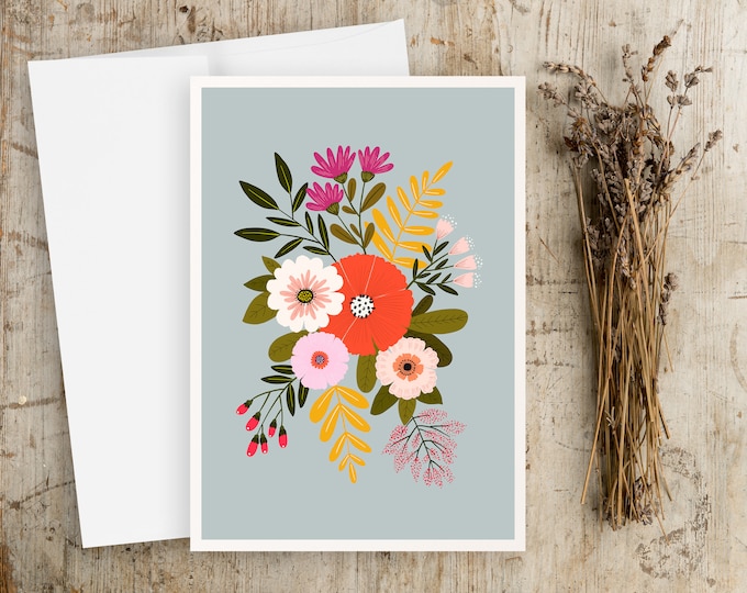 Scandinavian Floral Greeting Card: Boho Note Card Set