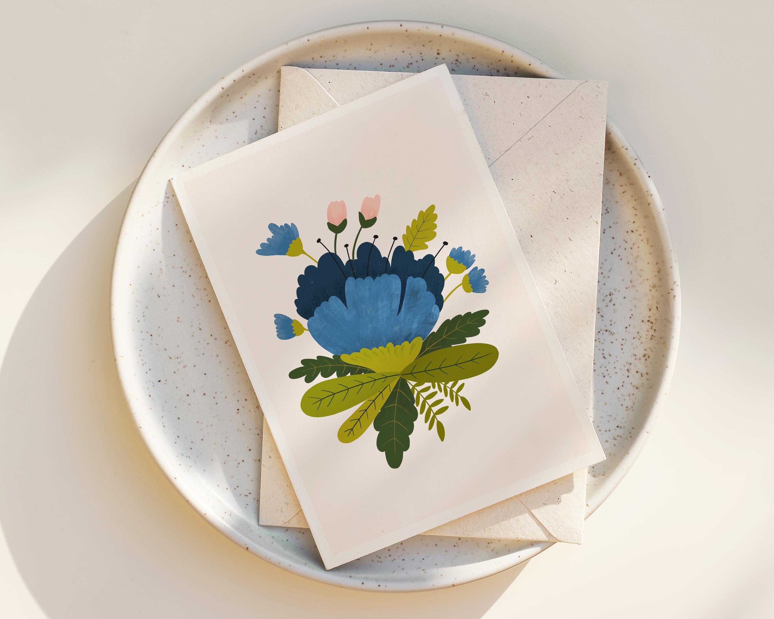 Blue Bouquet Art Card Blue Bouquet Art Card