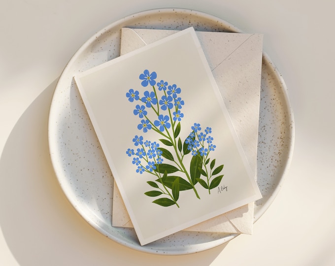 Watercolor Forget-Me-Not Notecards: Wildflower Greeting Cards