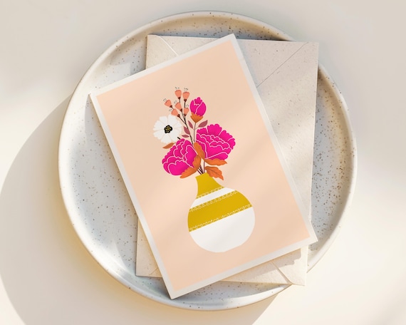 "Golden" - Floral Greeting Cards with Envelopes