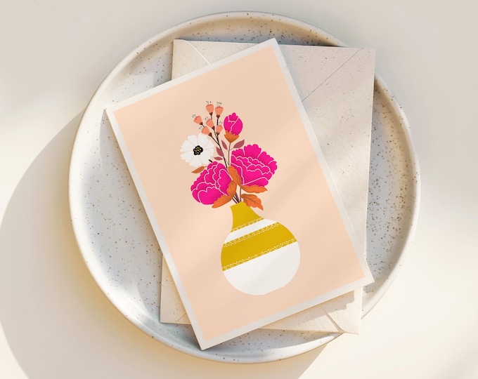 "Golden" - Floral Greeting Cards with Envelopes