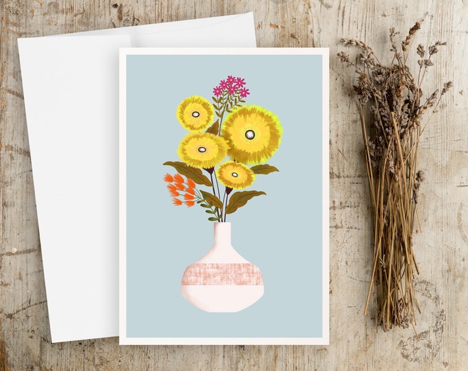Hand-Painted Floral Greeting Card Set: Dandelion Bouquet
