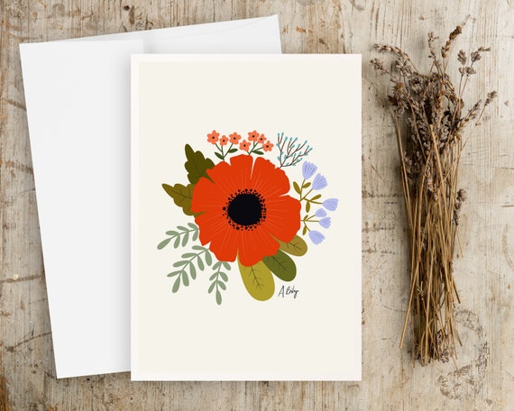 Folk Art Greeting Cards with Envelopes | Floral Greeting Cards | Floral Note Cards | Set of Greeting Cards | Set of Note Cards | botanical