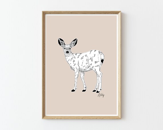 Modern Deer Art Print | Deer Wall Art | Customizable Art | Nature Home Decor | Mule Deer Art | Nature wall art | Large Wall Art | modern