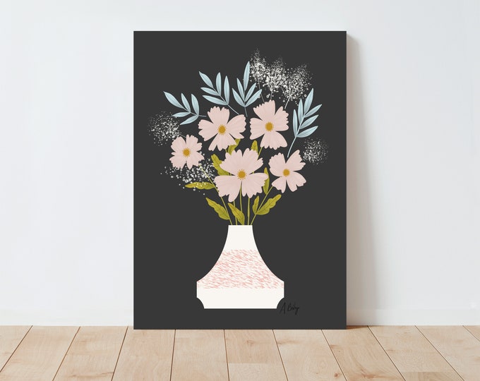 Scandinavian Floral Art Print: Folk Art Flowers, Botanical Illustration