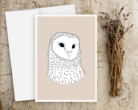 Barn Owl Greeting Card | Blank Greeting card | Barn Owl Note Cards | Greeting Card Set | Note Card Set | Owl Drawing | Owl Art | Set of 10