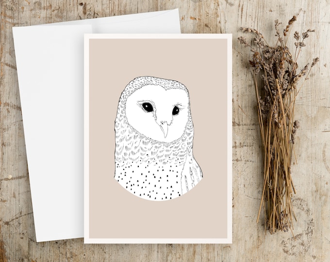 "Barn Owl Portrait" - Pen and Ink Illustration Note Cards