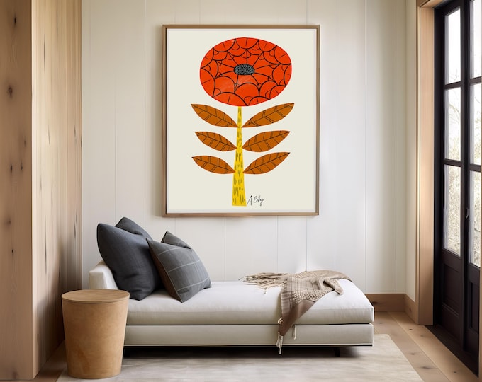 Scandinavian Flower Illustration: Gouache Painting, Hygge Floral Wall Art