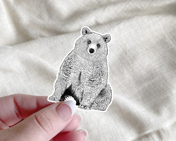 Grizzly Bear Sticker | Vinyl Sticker | illustration art | Scrapbooking | Journaling | Water bottle | bear sticker | cute animal stickers