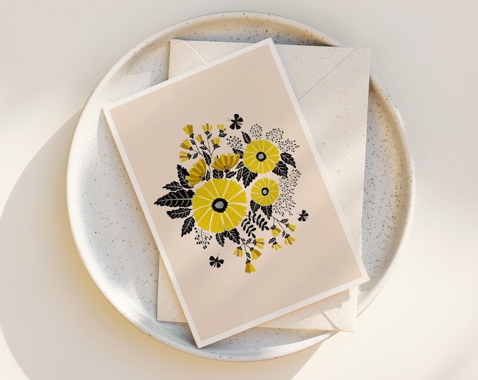 Folk Art Floral Greeting Cards: Scandinavian Style Notecards