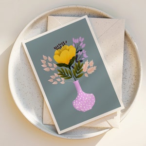 Whimsical Floral Greeting Card: &quot;Summer Walks&quot; Illustration