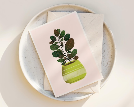 Cheerful Potted Plant Note Cards - House Plant Greeting Cards - Blank inside any occasion - Set of Note Cards - Scandinavian - Cute plant
