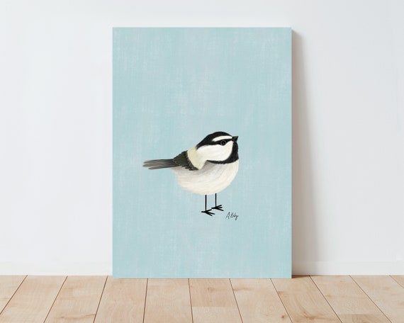 Mountain Chickadee Wall Art Print - Illustration Print - Simple Artwork - Bird Illustration - Nature wall art - Scandinavian - Folk Art