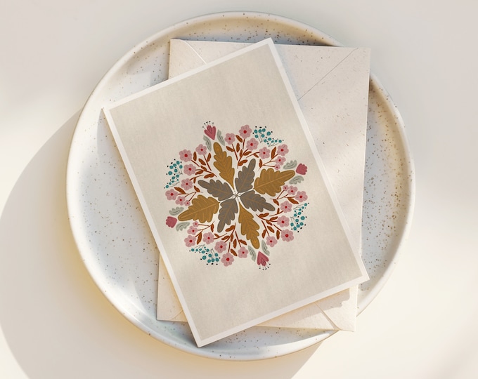 Scandinavian Floral Greeting Cards: Hygge Folk Art Notecards