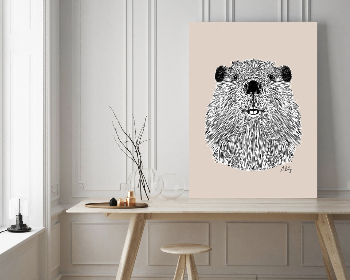 Beaver Art Print | Beaver Wall Art | Customizable Prints | Nursery ...