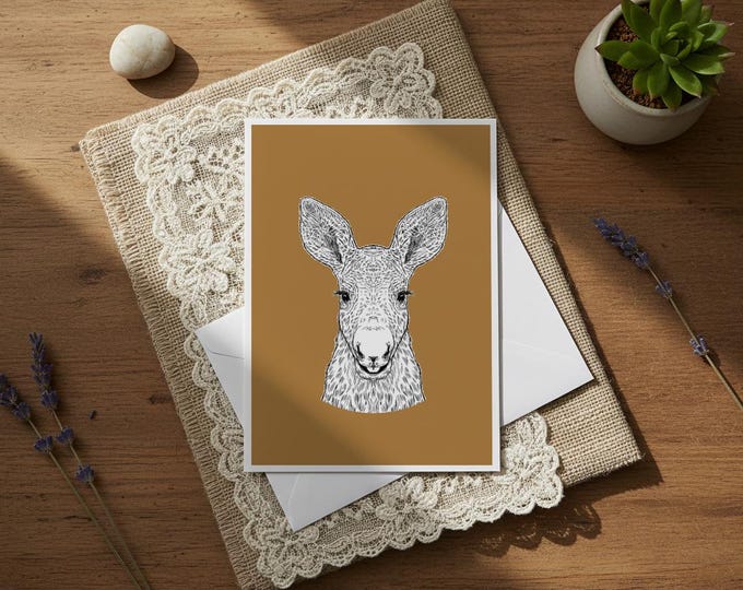 "Moose Calf" - Pen and Ink Drawing note cards, modern nature greeting cards, baby animals
