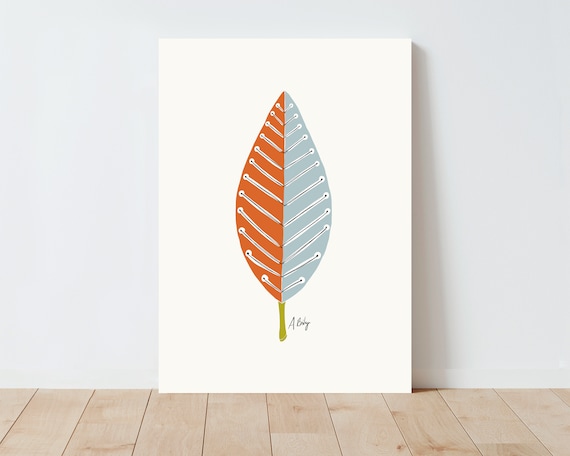 Scandinavian Leaf Wall Art | Folk Art | Scandinavian Decor | Nature Wall Art | Simple Artwork | Illustration Print | Living Room Wall Art