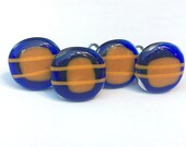 handmade blue and yellow glass drawer pulls