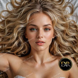 Gorgeous Blonde Woman in Bed | Bedroom Boudoir | White Woman Model | Female Cover Model | Woman Portrait | Mockup | PNG & JPG | Advertising