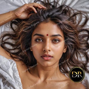 Gorgeous Indian Woman in Bed | Bedroom Boudoir | Indian Woman Model | Female Cover Model | Woman Portrait | Mockup | PNG & JPG | Advertising