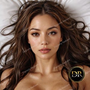Gorgeous Brunette Woman in Bed | Bedroom | Latina Woman Model | Female Cover Model | Woman Portrait | Mockup | PNG & JPG | Advertising