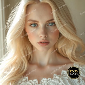 Beautiful Blue Eyed Blonde | Woman Headshot | Female Cover Model | Woman Portrait | Mockup | Wedding Portrait of White Blonde | PNG & JPG