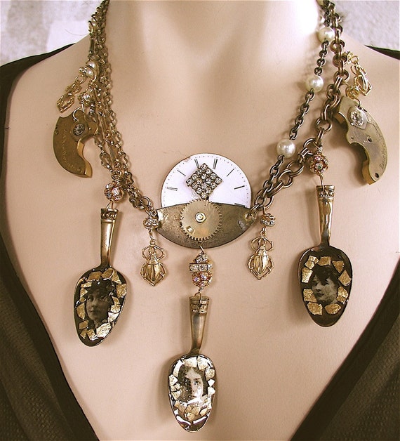 Items similar to Multi Strand Victorian Statement Necklace - La Belle ...