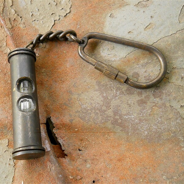 Steampunk Key Chain, Vintage Spirit Level