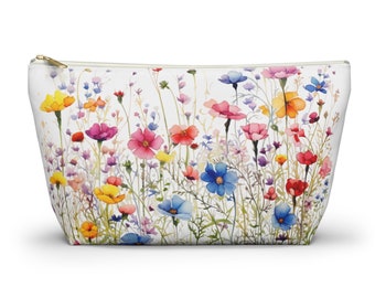 Colorful Wildflower Accessory Pouch w T-bottom