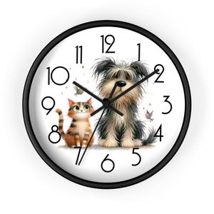 Cute Dog and cat Wall Clock for kid&#39;s room, nursery or Vet clinic decor