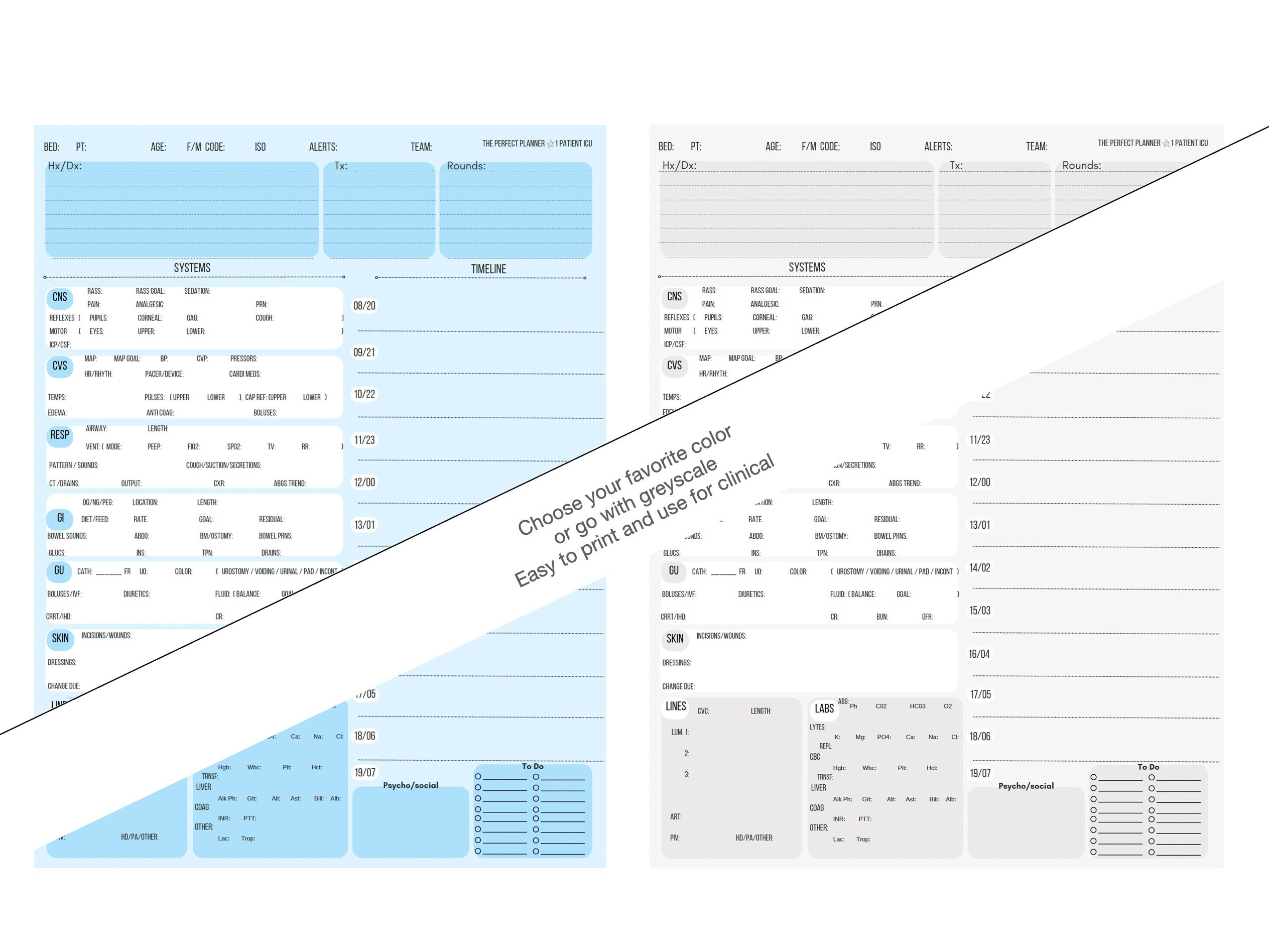 ICU Report Cheat Sheet, System-by-system With Time Management Planner ...