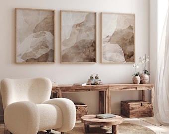 Abstract Japandi Wall Art, Set of 3 Beige Prints, Scandinavian Home Decor, Nordic Wall Art, Boho Line, Wabi Sabi Art Print, Hotel Aesthetic