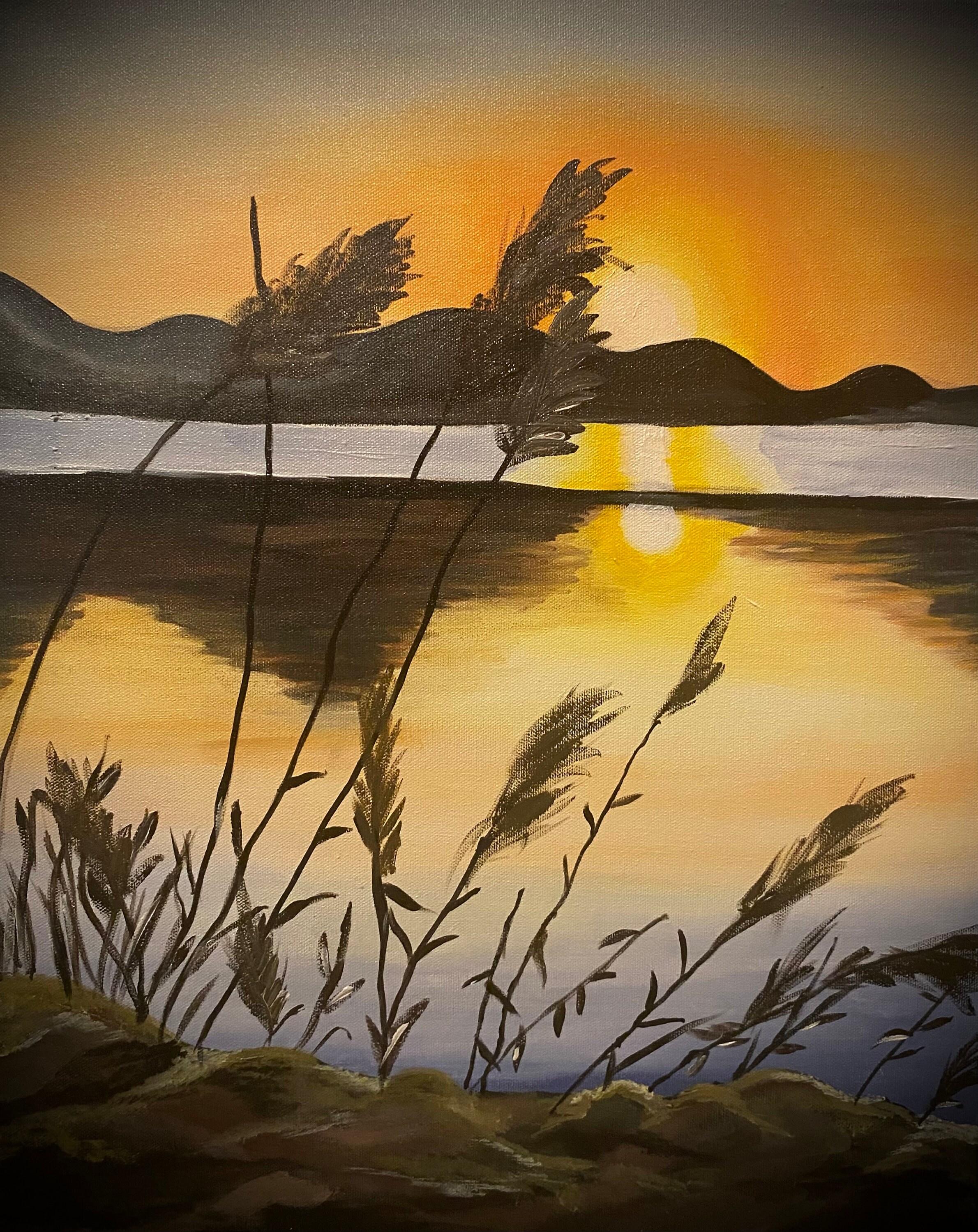 Water Sunset Acrylic Painting on Canvas - Etsy